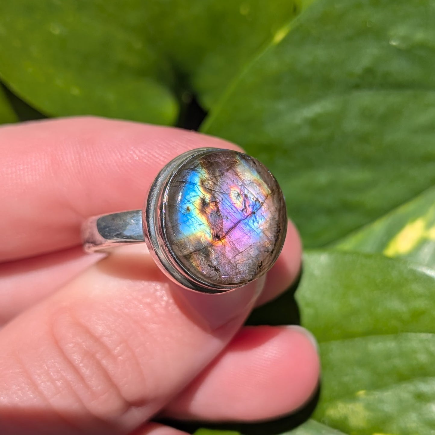 Multi Fire Labradorite Sterling Silver Ring