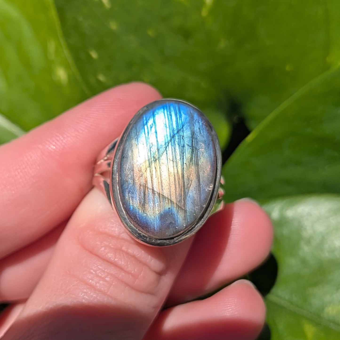 Multi Fire Labradorite Sterling Silver Ring