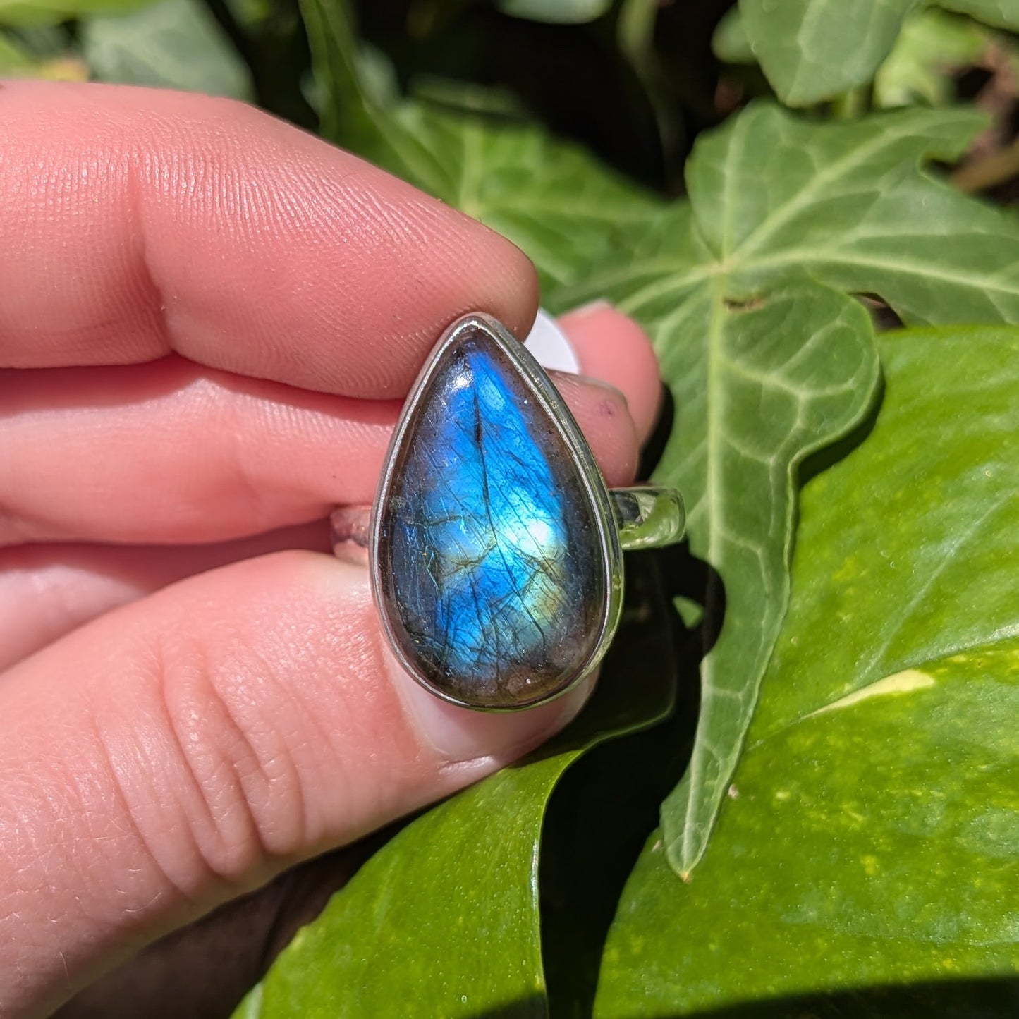 Multi Fire Labradorite Sterling Silver Ring