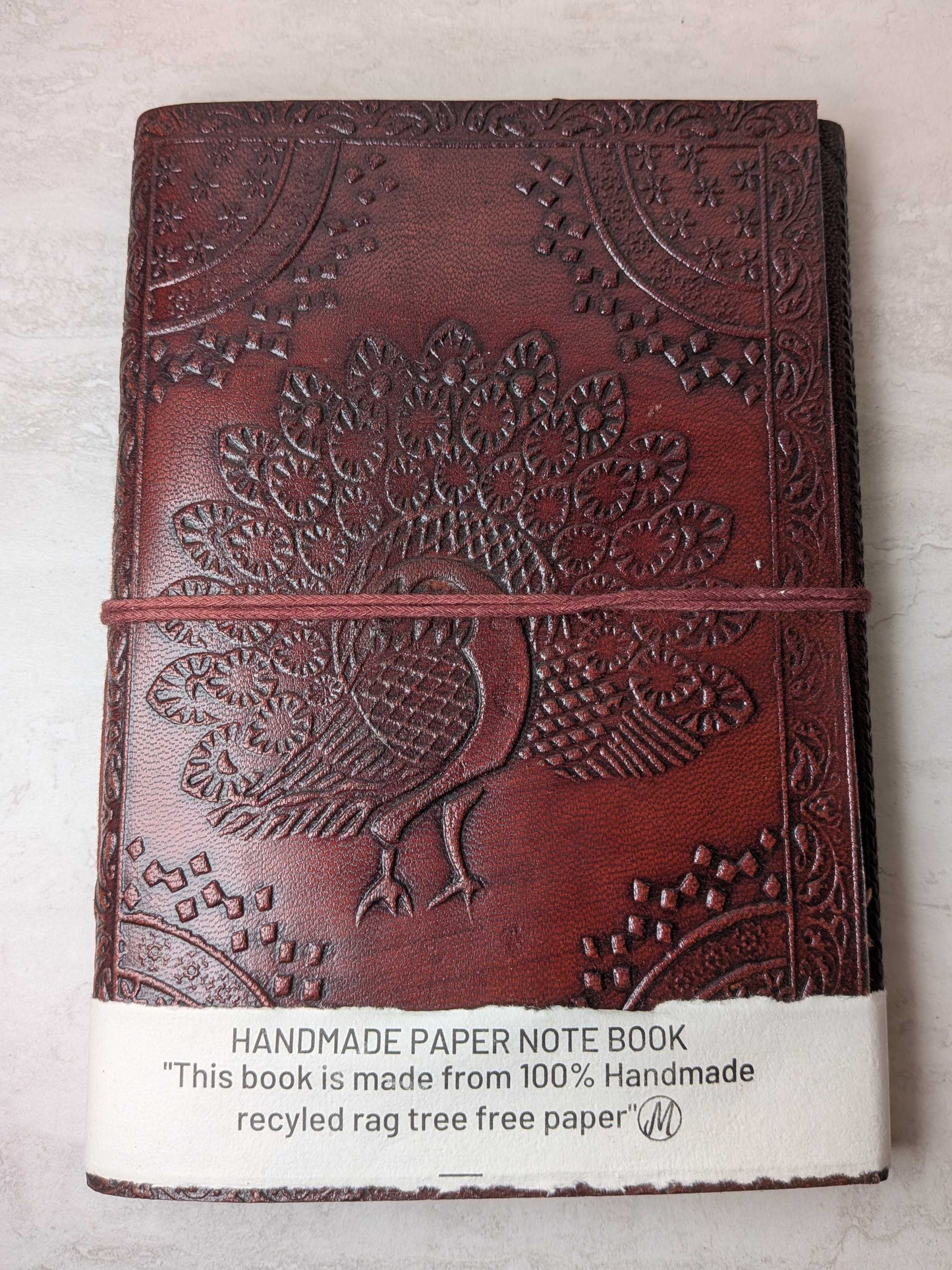 Large Embossed Leather Notebook - String