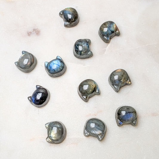 Mini Labradorite Kitty Heads