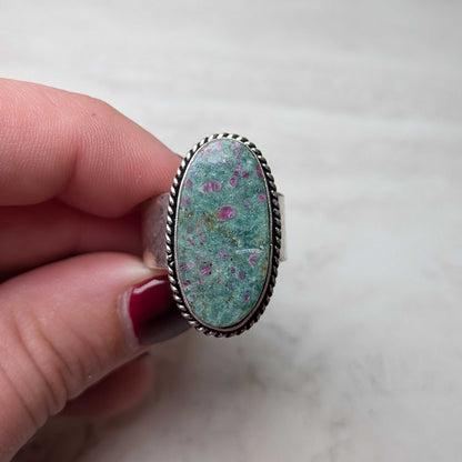 Handcrafted Kashi Semiprecious Stone Ring - Ruby Fuchsite