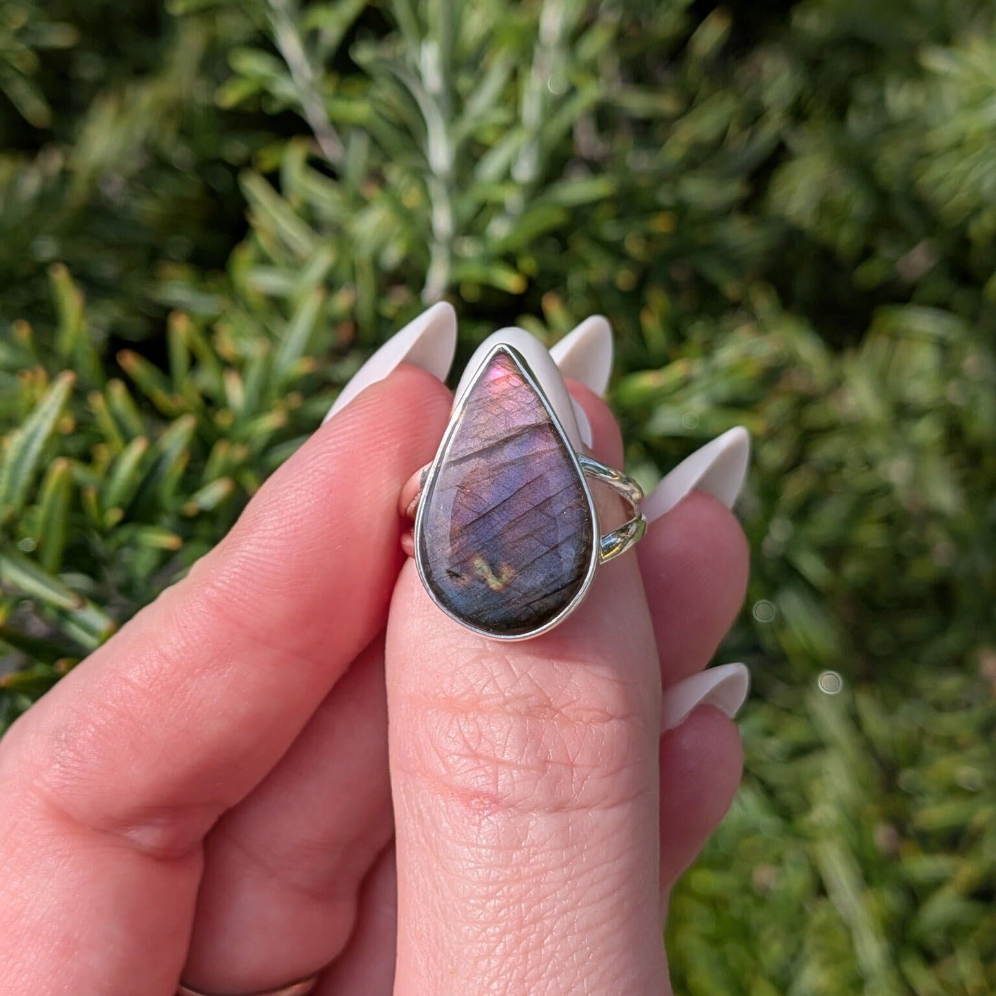Purple Fire Labradorite Rings