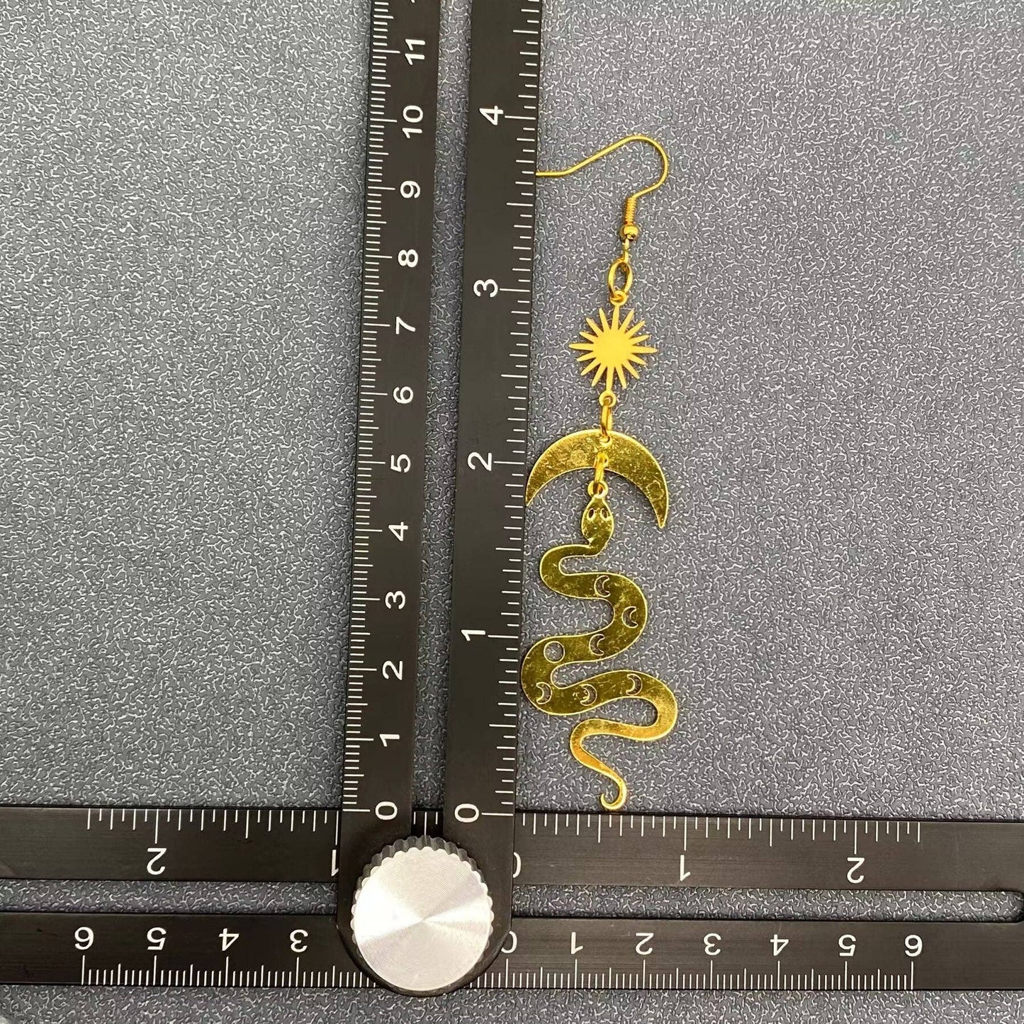 Snake Sun & Moon Gold Dangle Earrings