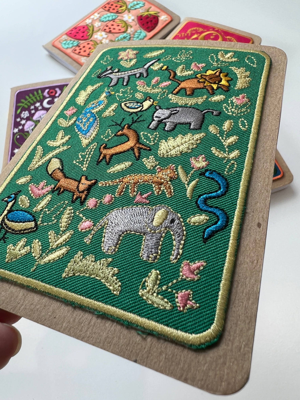 Wildlife embroidery pocket notebook, second view.