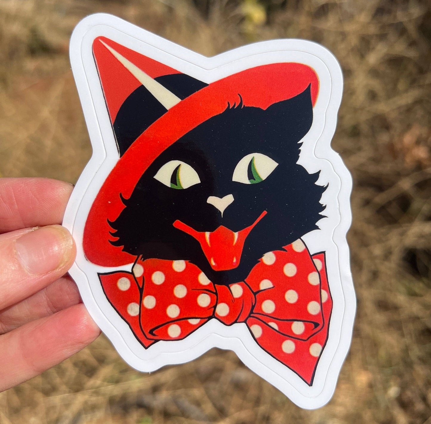 1920s Vintage Cat Witch Halloween Sticker