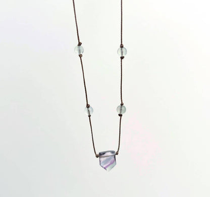 Fluorite Shield Cord Necklace