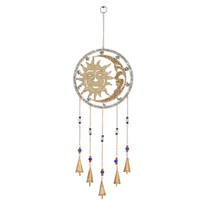 Metal Sun, Star, and Moon Windchime with Bells