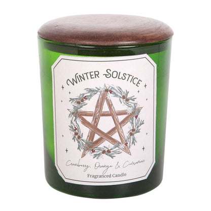 Winter Solstice Candle | Cranberry, Orange & Cinnamon in Green Glass Jar