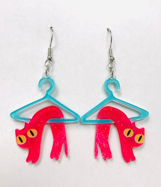 Acrylic Cat Hanging Earrings