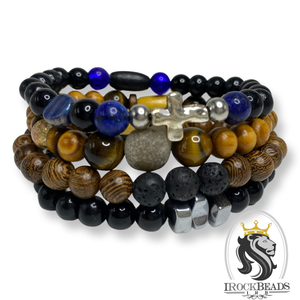 Stretch Wood and Stone Bracelets for Men