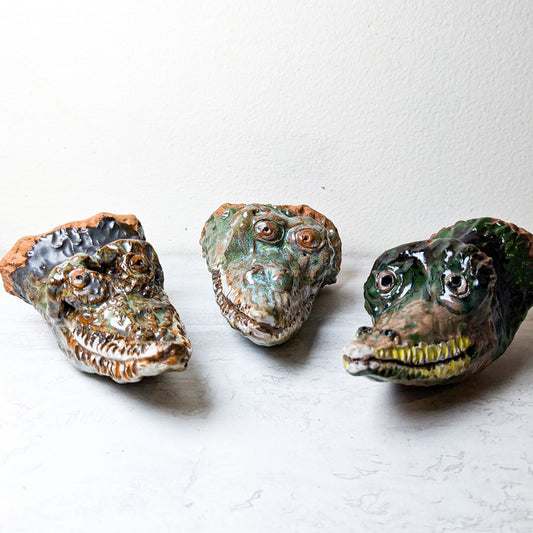 Handmade Ceramic Gator Head Wall Mount | Local Artist, Cate Tylor