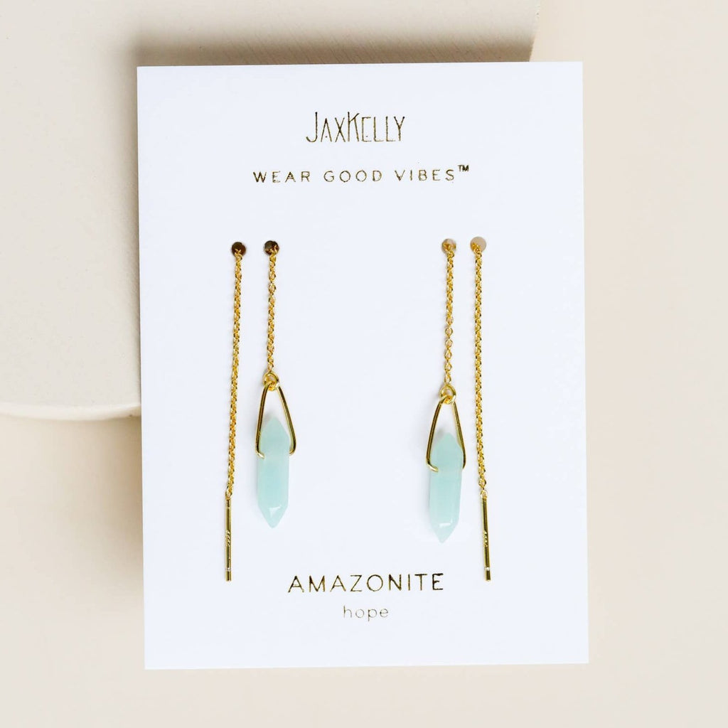 Gold Threader Earrings - Amazonite | Jax Kelly