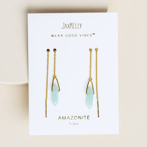 Gold Threader Earrings - Amazonite | Jax Kelly