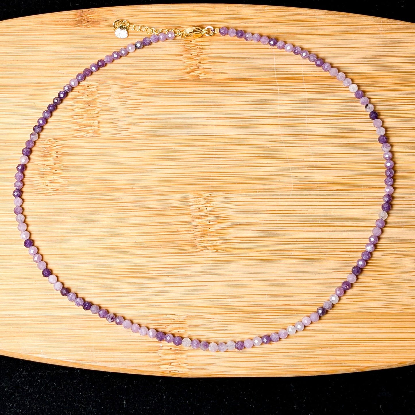 Multi-Faceted Crystal Bead Necklace – Tourmaline, Moonstone & Lepidolite