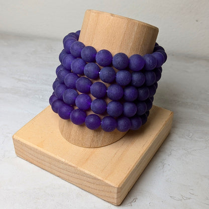 10mm Matte Crystal Beaded Bracelet | Rose Quartz, Amethyst, Sodalite, Amazonite for Balance and Intention