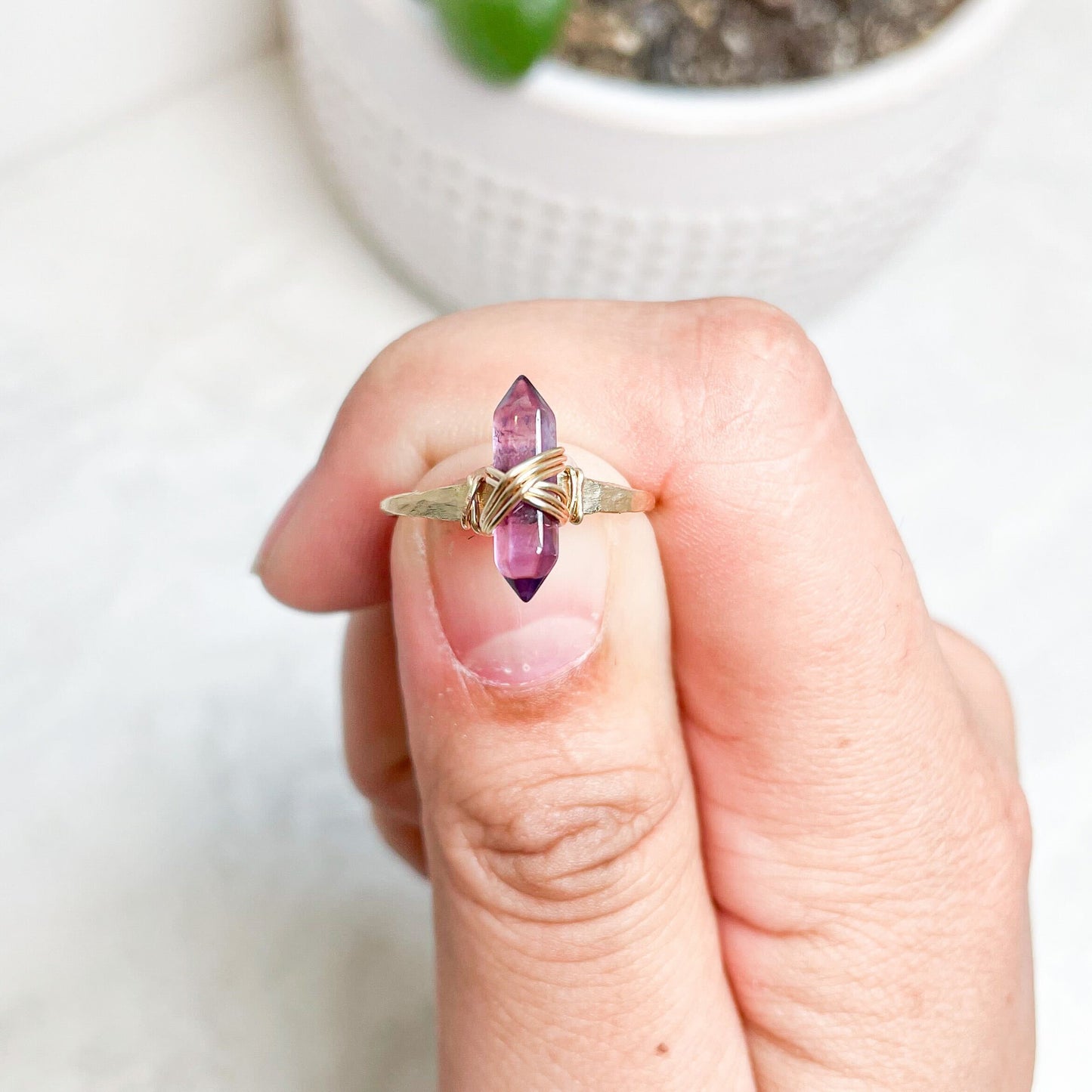 Amethyst Double Terminated Ring