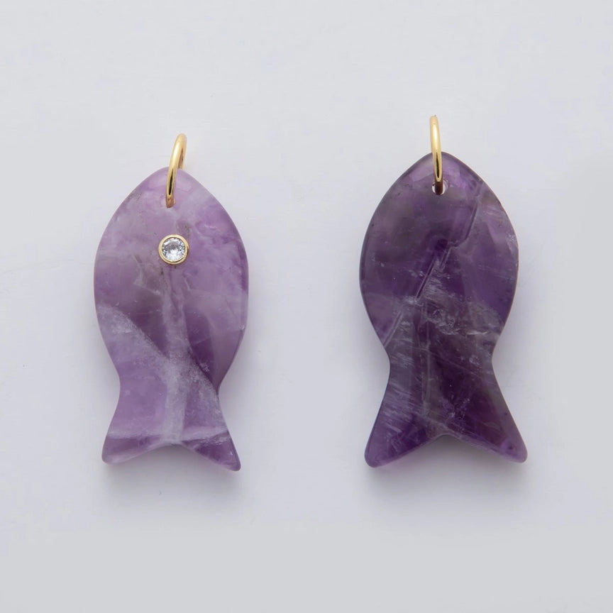 Crystal Mini Fish Charms | Lapis | Amethyst | Green Aventurine & More