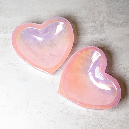 Angel Aura Rose Quartz Heart Dish