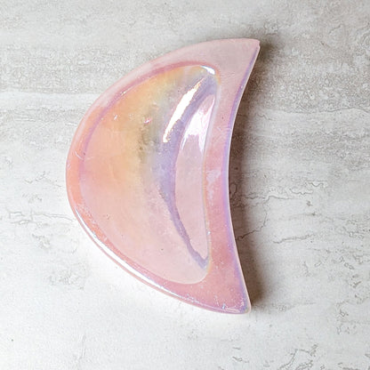 Angel Aura Rose Quartz Moon Dish