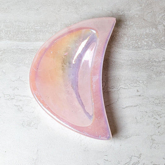 Angel Aura Rose Quartz Moon Dish