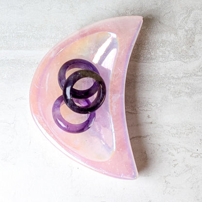 Angel Aura Rose Quartz Moon Dish