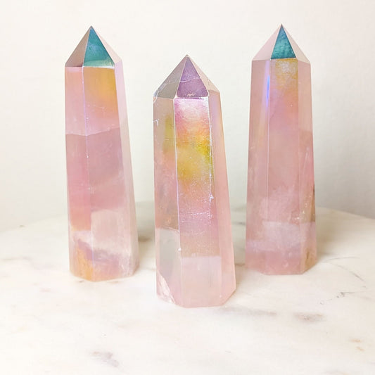 Angel Aura Rose Quartz Towers
