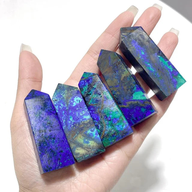 Crystal Tower Points | Moonstone, Kambaba, Azurite, Labradorite