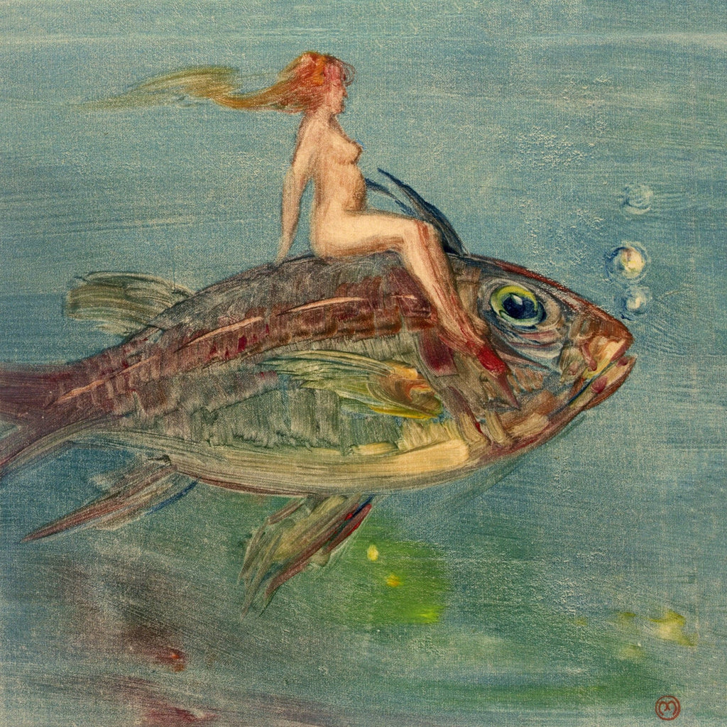 Woman riding a fish print | Xavier Martinez
