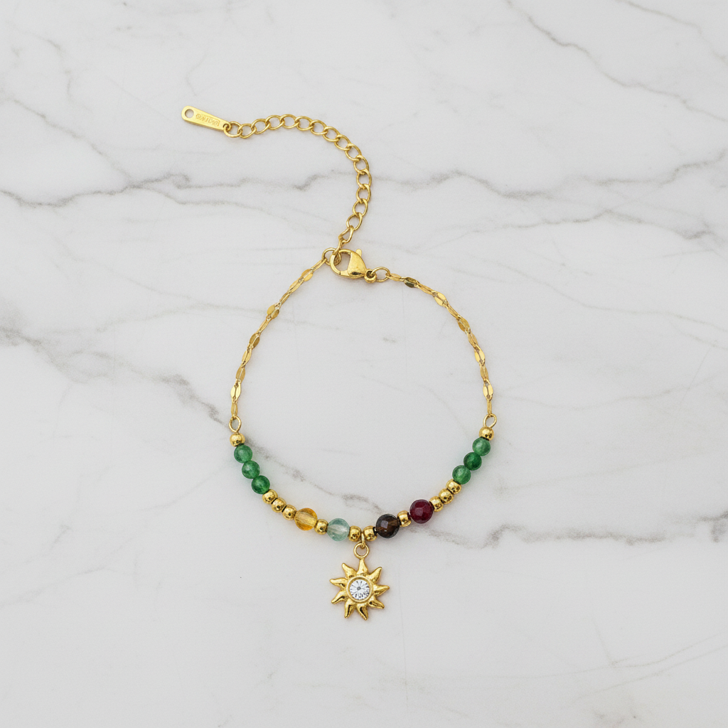 Beaded Sun Charm Bracelet