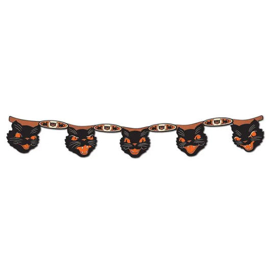 Vintage Halloween Cat Garland | 7.5" x 4'