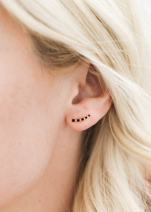 Gold Crawler Earrings - Black CZ | Jax Kelly