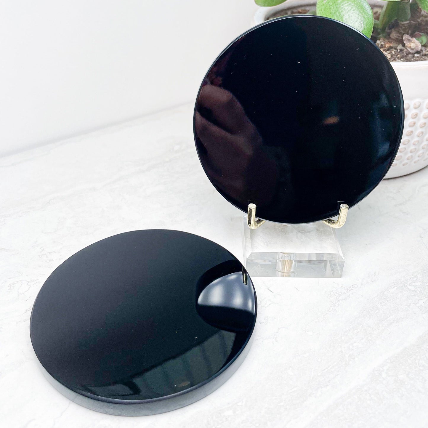 Black Obsidian Scrying Mirror Plate