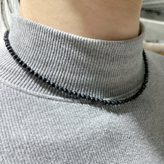 Multi-Faceted Crystal Bead Necklace – Tourmaline, Moonstone & Lepidolite