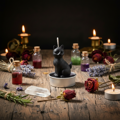 Black Cat Tealight Candle
