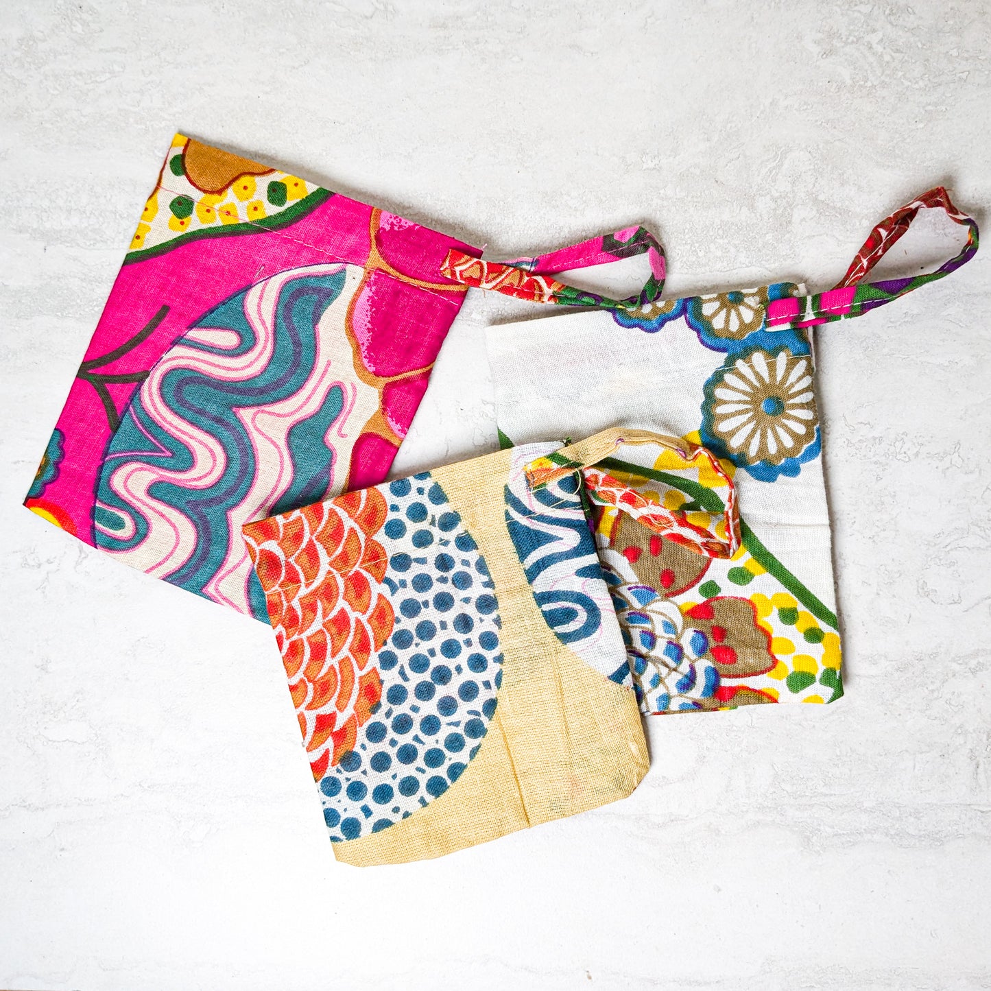 Block Print Fabric Reusable Gift Bags