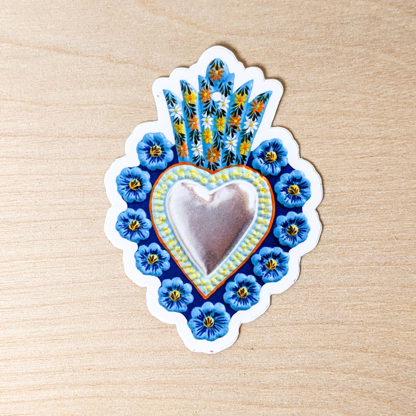 Blue Milagro Sacred Heart Sticker