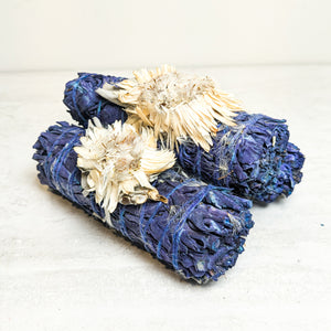 "Blue Moon" Floral White Sage Burn Wand