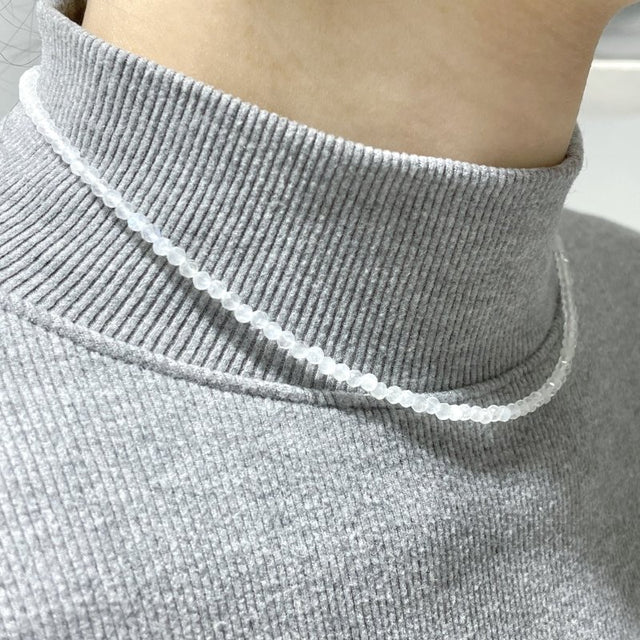 Multi-Faceted Crystal Bead Necklace – Tourmaline, Moonstone & Lepidolite