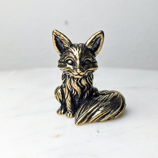 Brass Little Fox Sitting