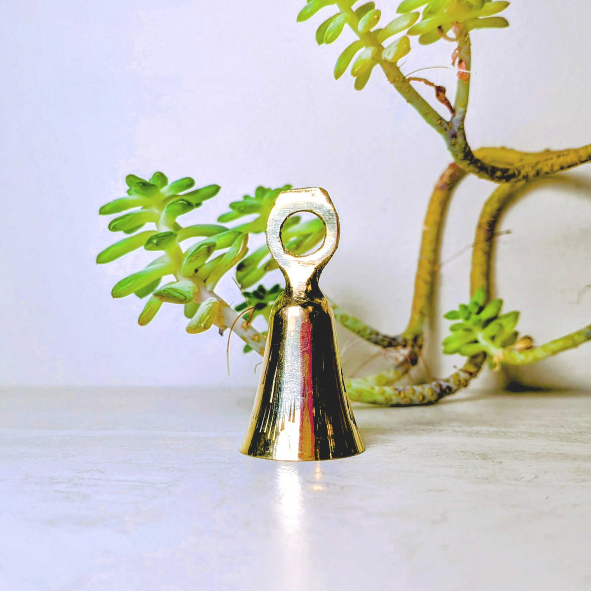 Handcrafted brass bell, one of six assorted designs, view 3, at Ordinary Magic in Savannah, GA.