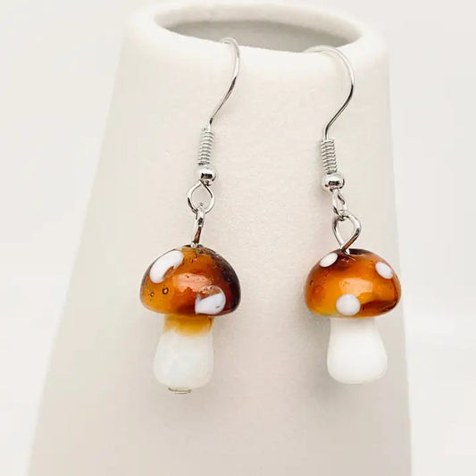 Brown Mushroom Earrings