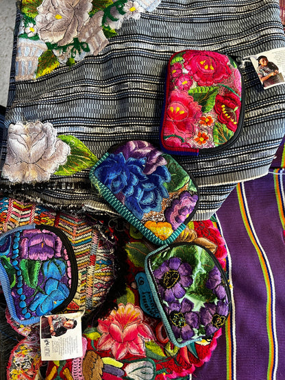 Up-cycled Half Moon Huipil Lipstick/Coin/Card Bag - Guatemala: Small