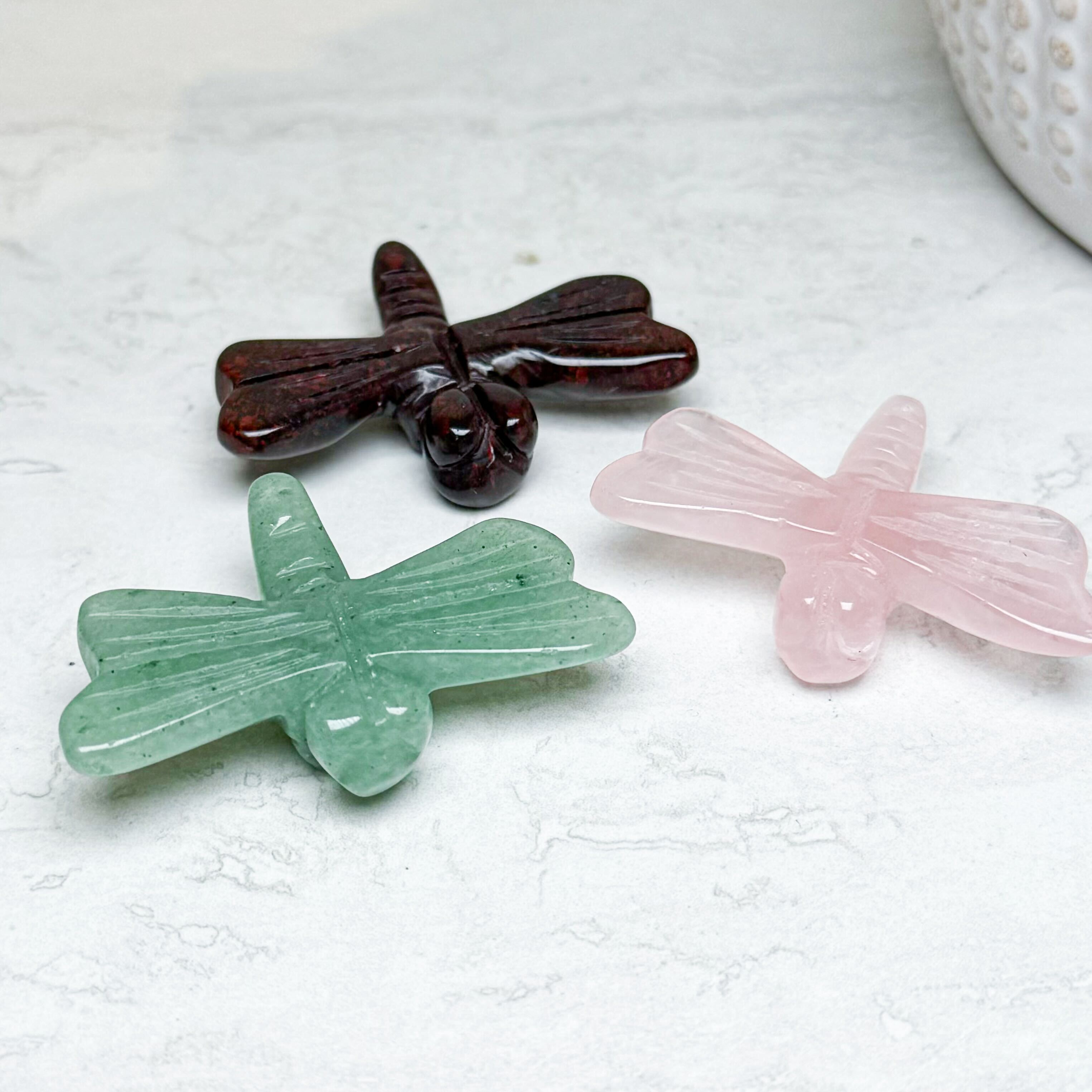 Carved Crystal Dragonfly | Various Crystals