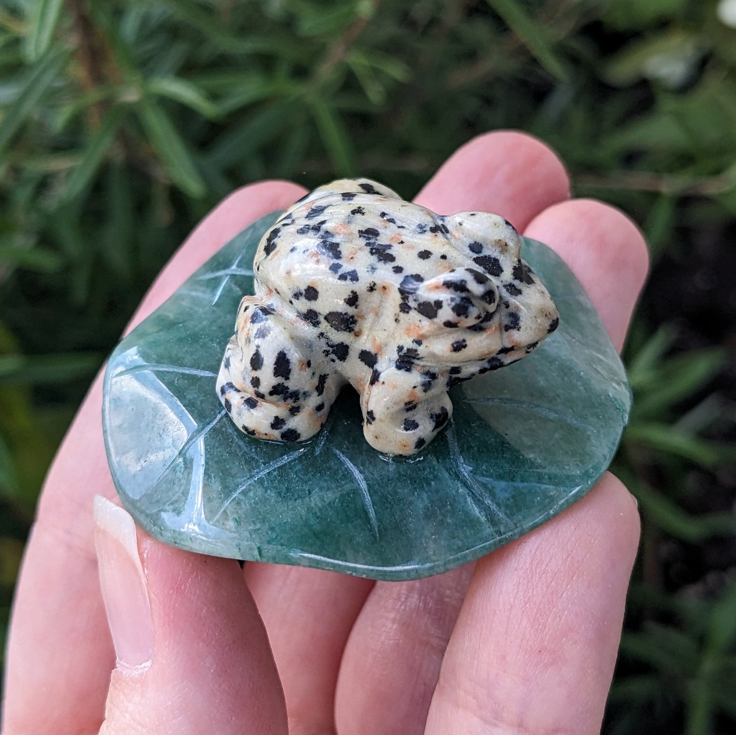 Crystal Frog on Lily Pad - HAND CARVED