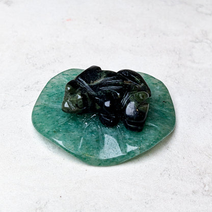 Crystal Frog on Lily Pad - HAND CARVED