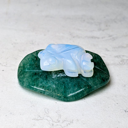 Crystal Frog on Lily Pad - HAND CARVED