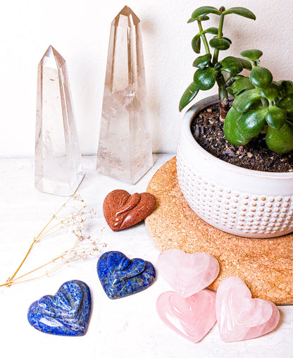 Carved Crystal Heart Yoni | Various Crystals