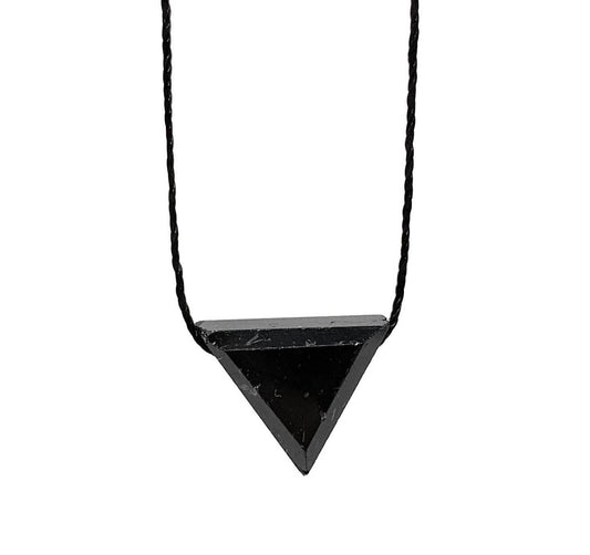 Black Onyx Faceted Triangle Necklace