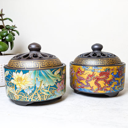 Ceramic Incense Burner | Lotus Garden | Dancing Dragon